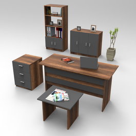 Hanah Home Vo14-Ba Juego de muebles de oficina Nogal y Antracita